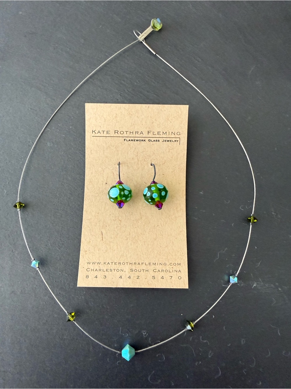 Kate Rothra Multi-Color Bead Necklace & Earrings Set-Quarantine Collection